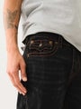 True Religion Ricky Big T Flap Straight Jeans, black wash