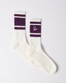 Parra Signature Striped Crew Socks, off white / burgundy.