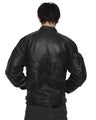 Racer Embossed Leather Jacket, black