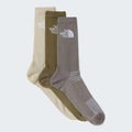 The North Face Multi Sport Cushion Crew Socks 3-Pack, stone slab / desert stone / cedar