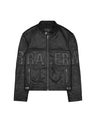 Racer Embossed Leather Jacket, black