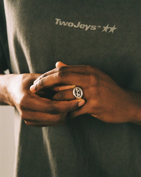 Two Jeys Icon Signet Ring, silver