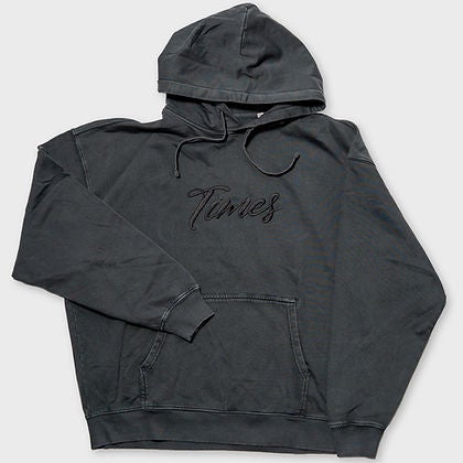 Times Dyed Cursive Hoodie, dyed black