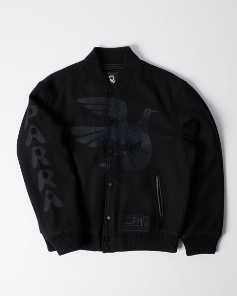 Parra Not Movie Quality Varsity Jacket, black.