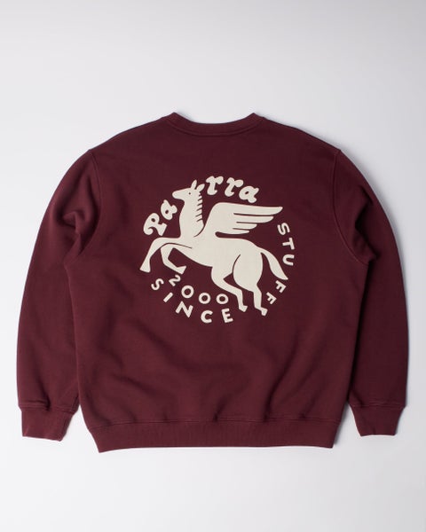 Parra Gasoline Crewneck Sweatshirt, dark burgundy