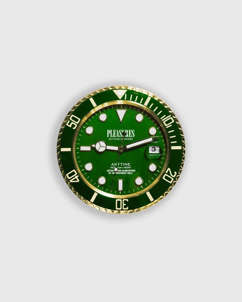 Pleasures Anytime Wall Clock, gold / green