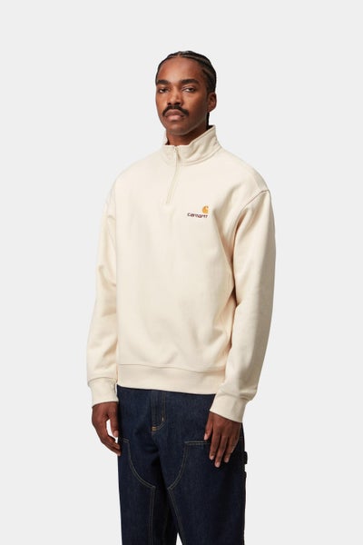 Carhartt Half Zip American Script Sweatshirt, natural