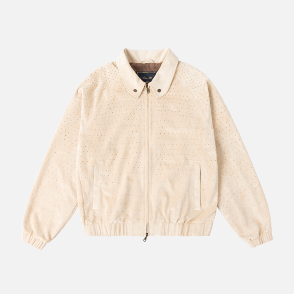 Dime Perforated Faux Suede Jacket, tan