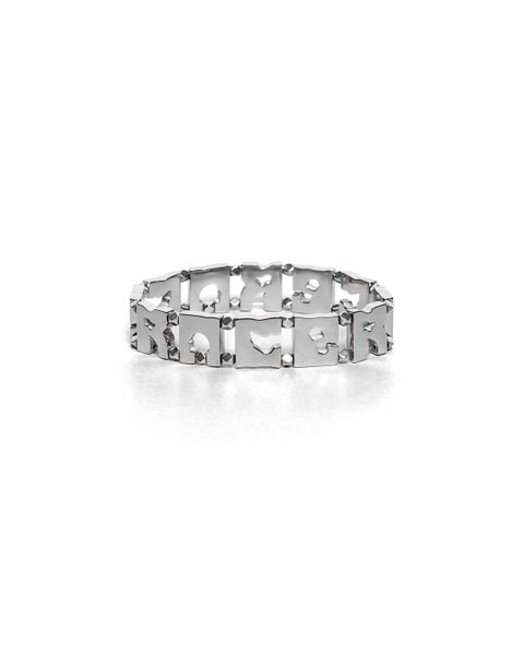 Racer Bead Bracelet, silver