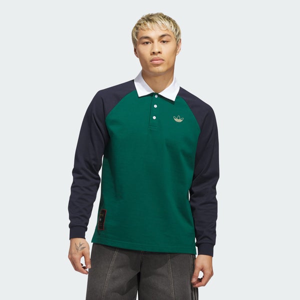 adidas Tyshawn Rugby Shirt, collegiate green / legend ik