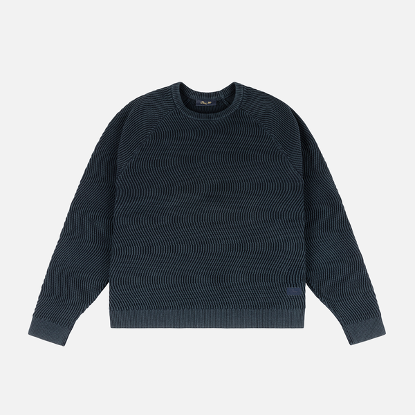 Dime Wave Knit Sweater, navy