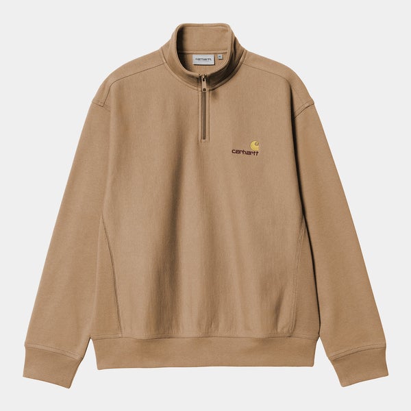 Carhartt Half Zip American Script Sweatshirt, peanut