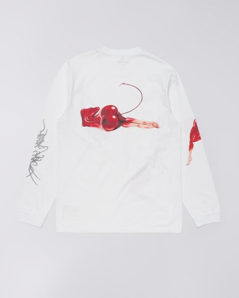 Edwin Cherry Devil LS Tee, white