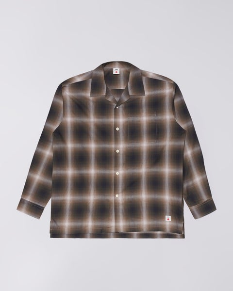 Edwin Open Collar Shirt, brown / grey
