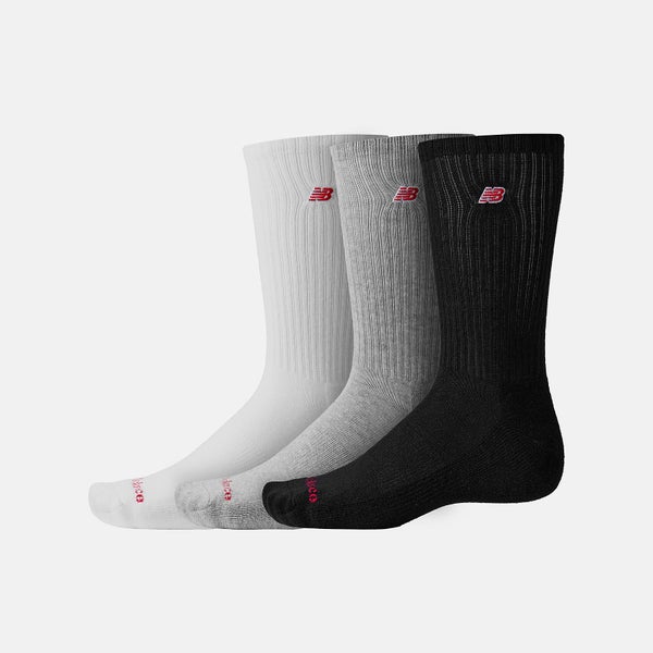 New Balance Patch Logo Crew Socks 3-Pack, black / grey / white