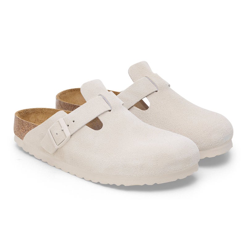 Birkenstock Boston Suede Narrow Fit, modern suede antique white