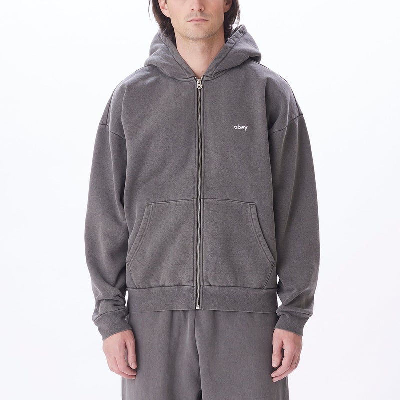 Obey Lowercase Pigment Zip Hood, digital black