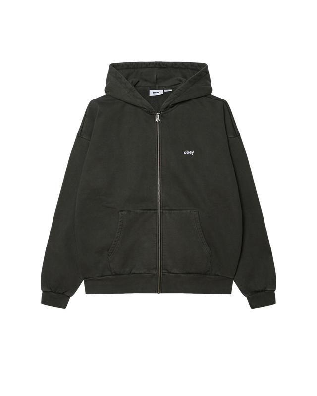 Obey Lowercase Pigment Zip Hood, pigment pirate black.
