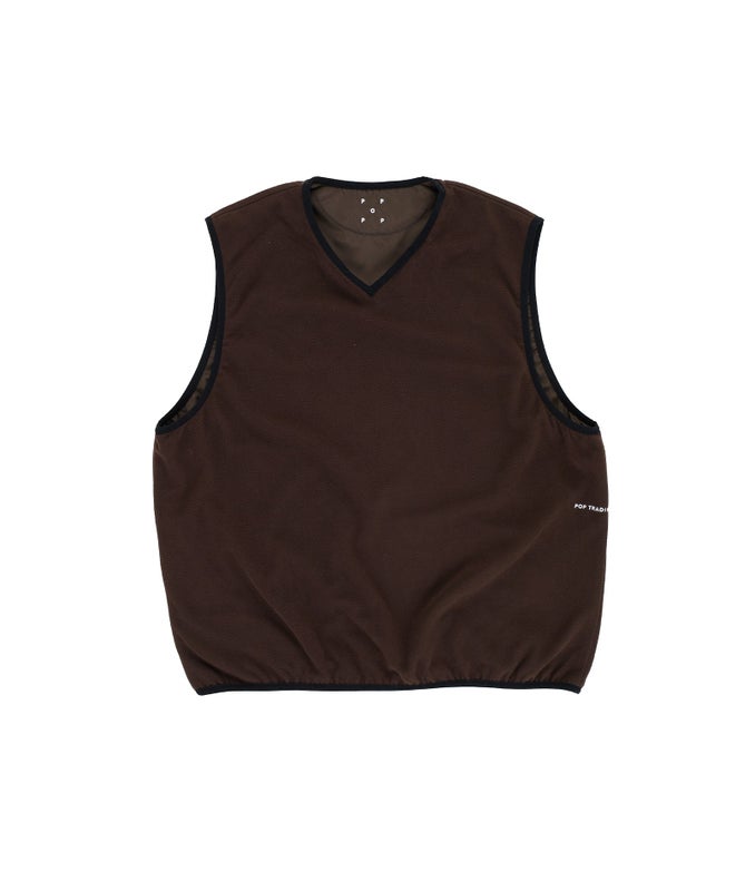 Pop Reversible Fleece Vest, brown