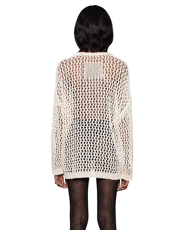 Racer Cross Net Sweater, beige