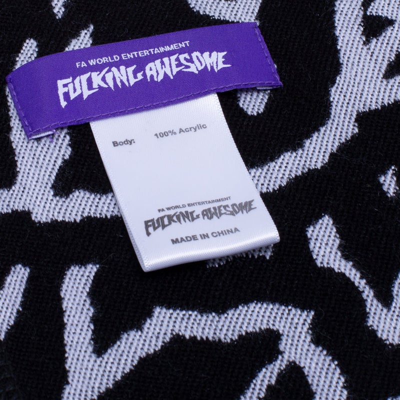 Fucking Awesome Sticker Stamp Scarf, black