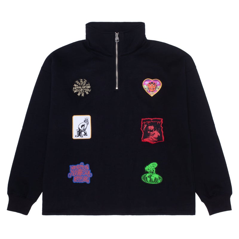 Fucking Awesome Patches 1/4 Zip, black