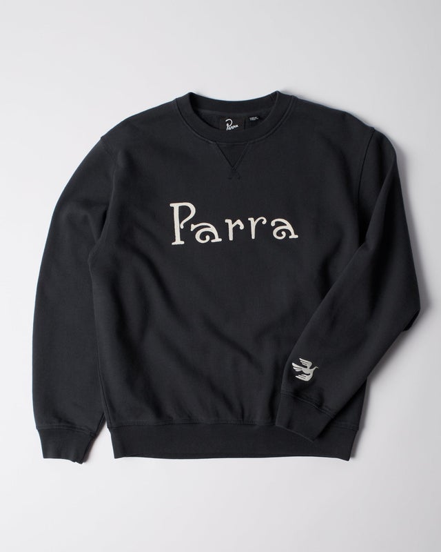 Parra Weird Trad Logo Crewneck Sweatshirt, dark navy.
