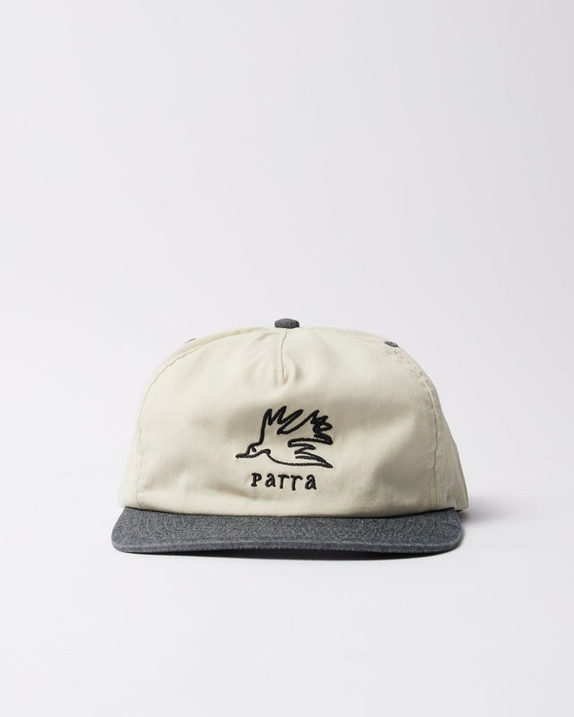 Parra Yarn Bird 6 Panel Cap, off white / grey