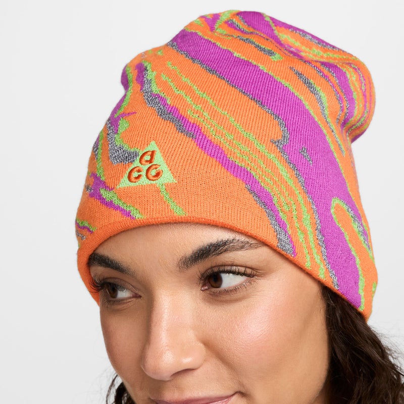 Nike ACG Big Bend Beanie, safety orange / vivid purple.