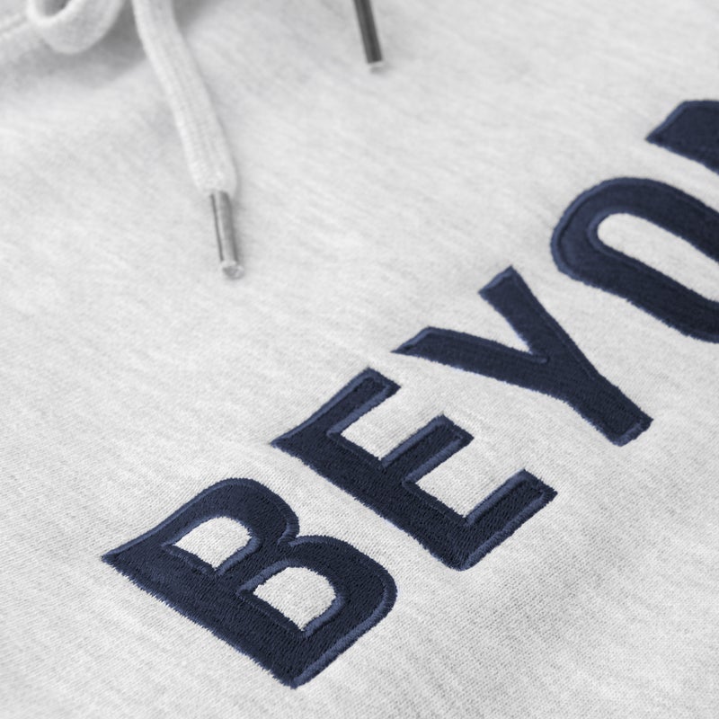 Beyond Brand Text Logo Premium Hoodie, ash / dark navy