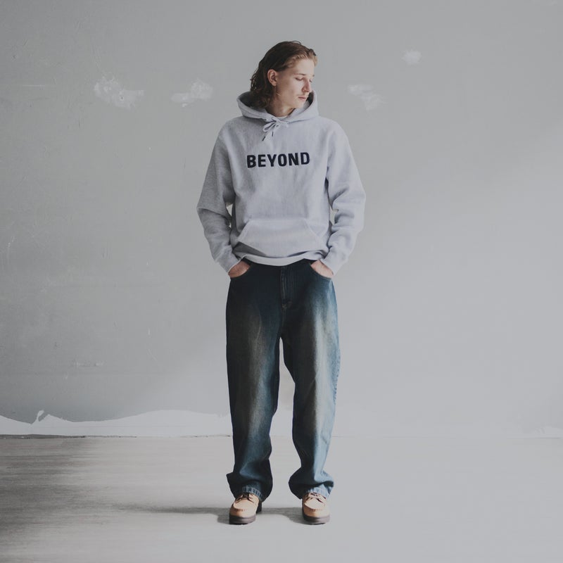 Beyond Brand Text Logo Premium Hoodie, ash / dark navy