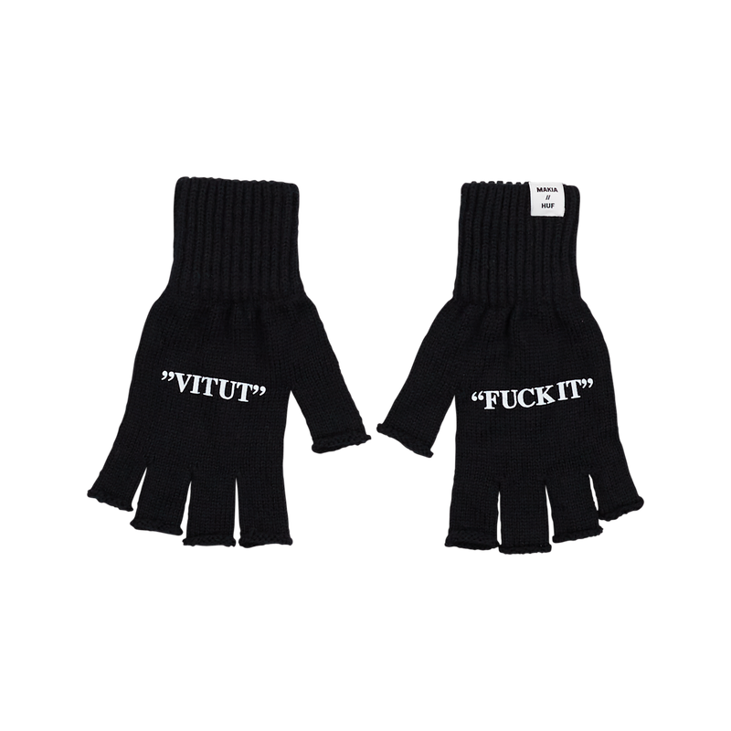 Makia X HUF Fuck It Fingerless gloves, black