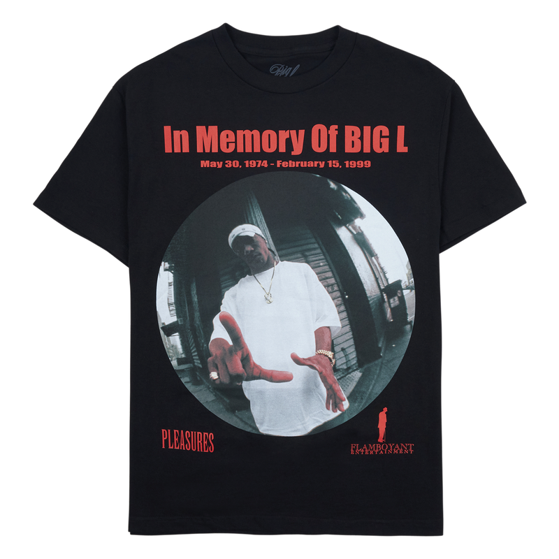 Pleasures X Big L In Memory tee, black