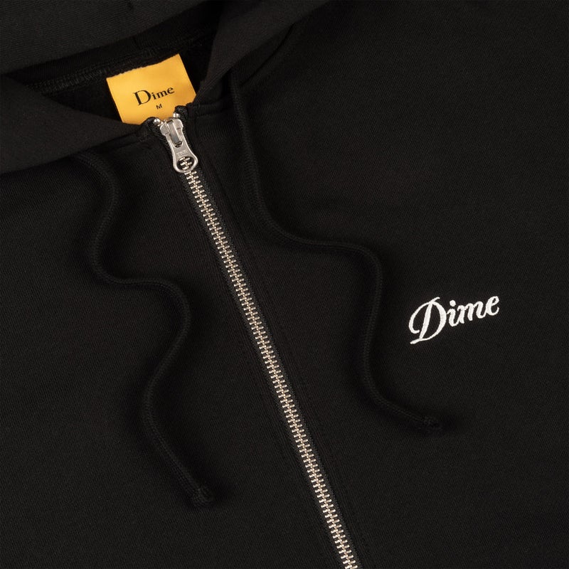 Dime Cursive Small Logo Zip Hoodie, black