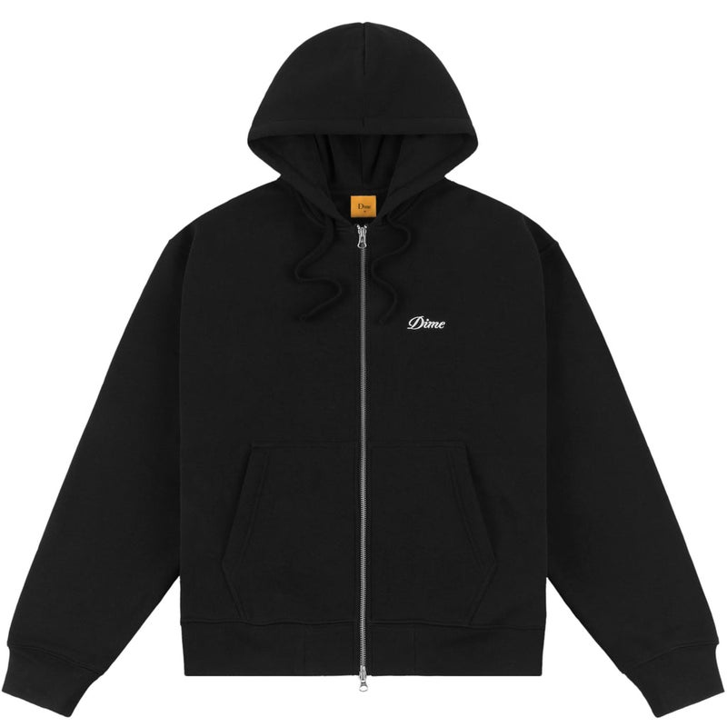 Dime Cursive Small Logo Zip Hoodie, black