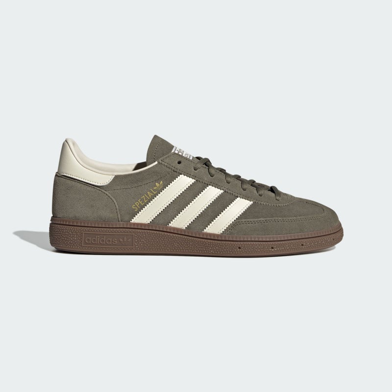 adidas Handball Spezial, olive strata / cream white / gold metallic.