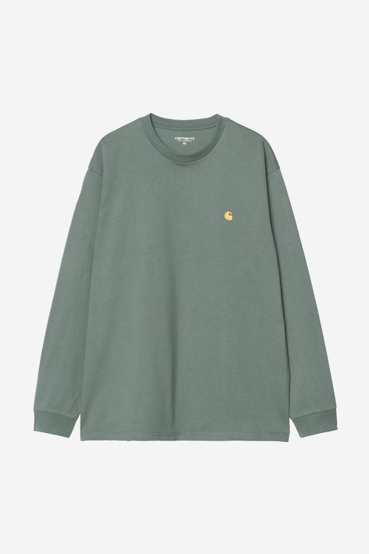 Carhartt L/S Chase Tee, velvet green / gold