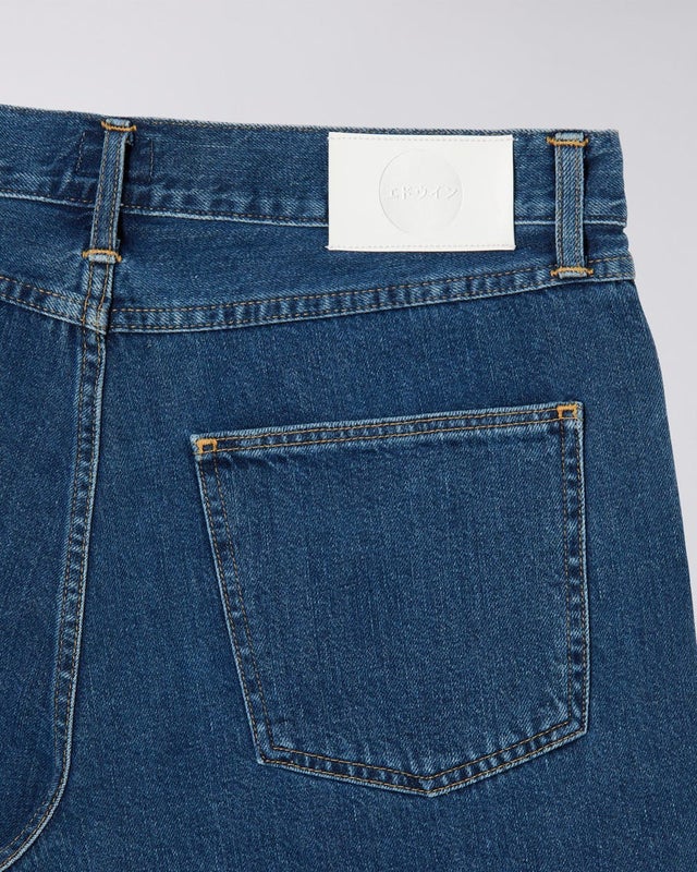 Edwin Cosmos Pant, blue mid marble wash