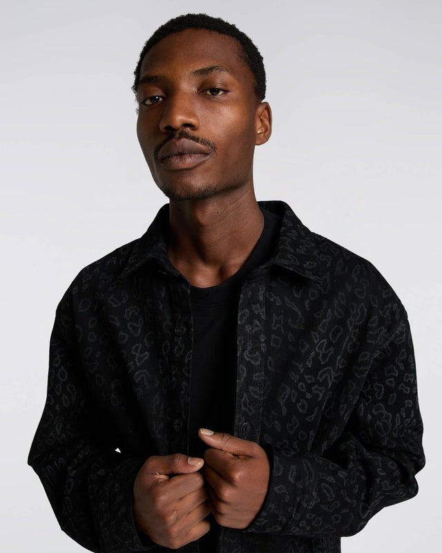 Edwin Rathan Shirt, black leopard