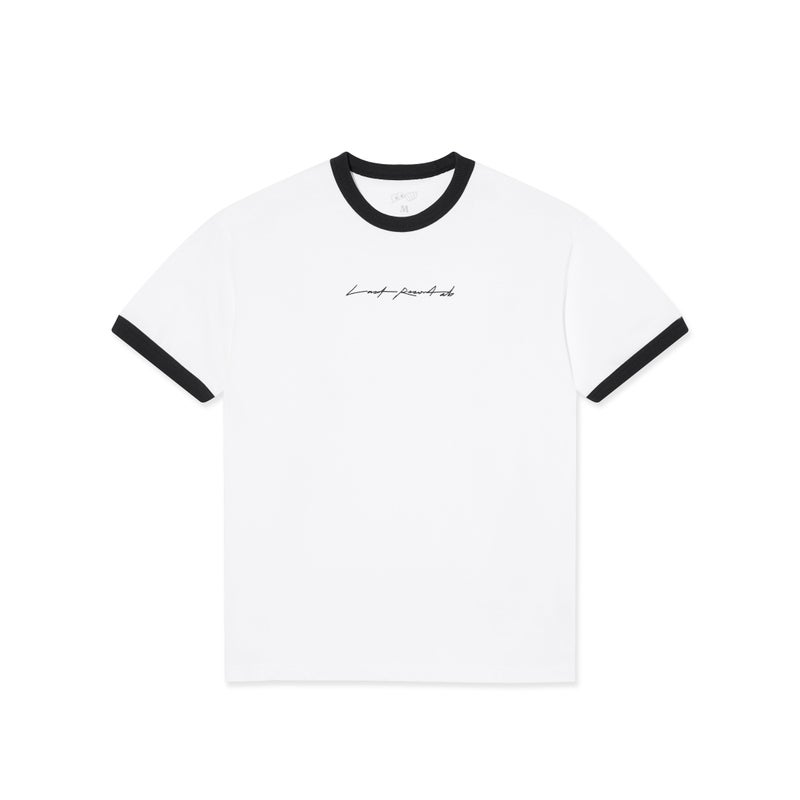 Last Resort Signature Ringer Tee, white / black