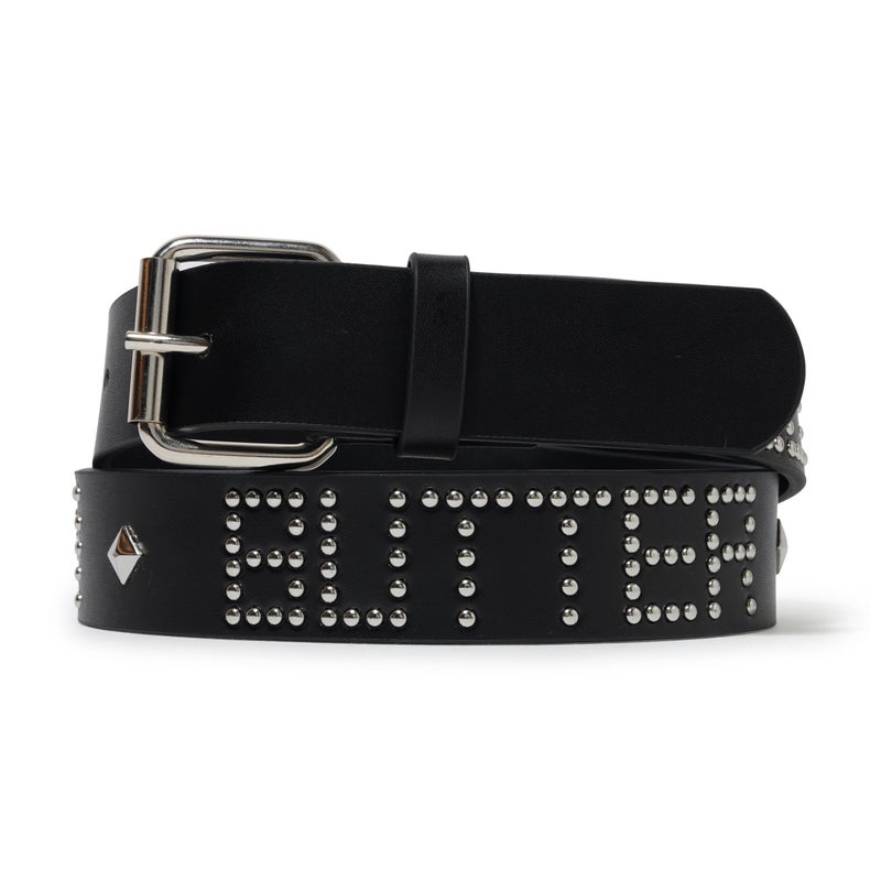 Butter Leather Studded Belt, black