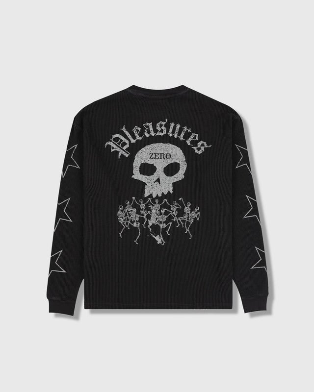 Pleasures X Zero Misled Thermal Longsleeve, black pigment dyed