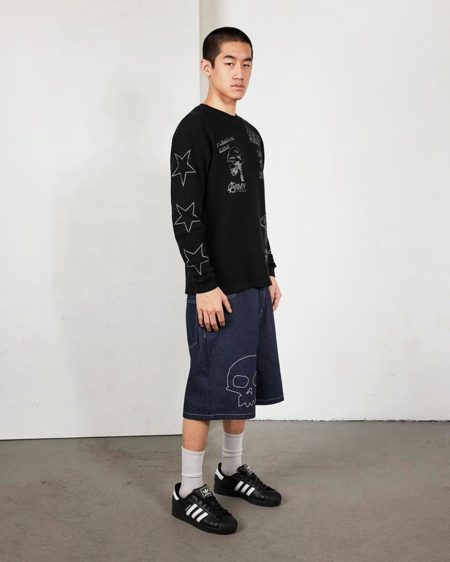 Pleasures X Zero Misled Thermal Longsleeve, black pigment dyed