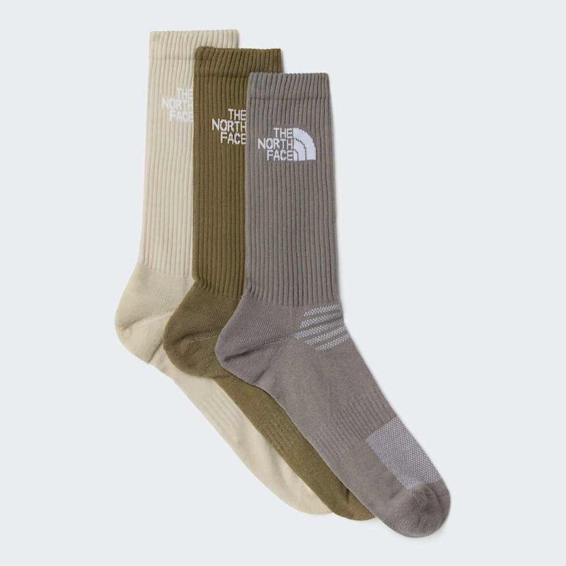 The North Face Multi Sport Cushion Crew Socks 3-Pack, stone slab / desert stone / cedar
