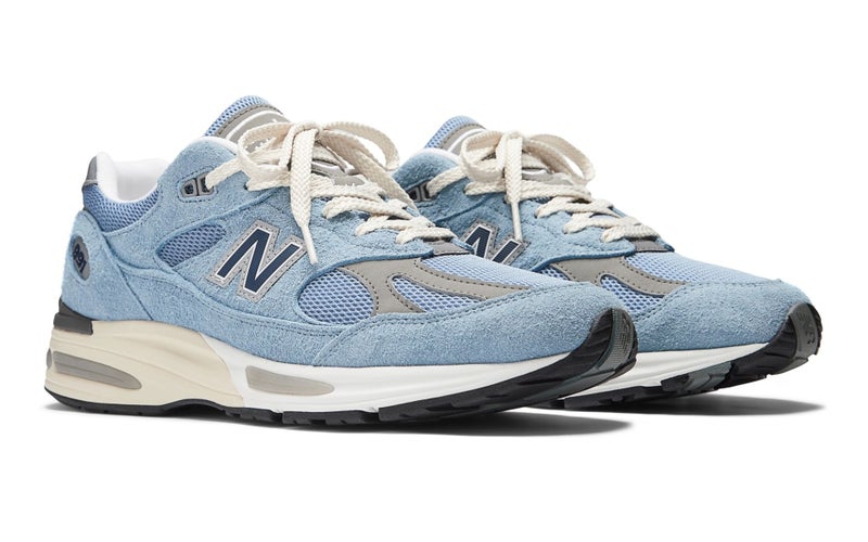 New Balance Made in UK 991v2 Grounded Pastels Shoes, celestial blue / faded denim / moon mist.