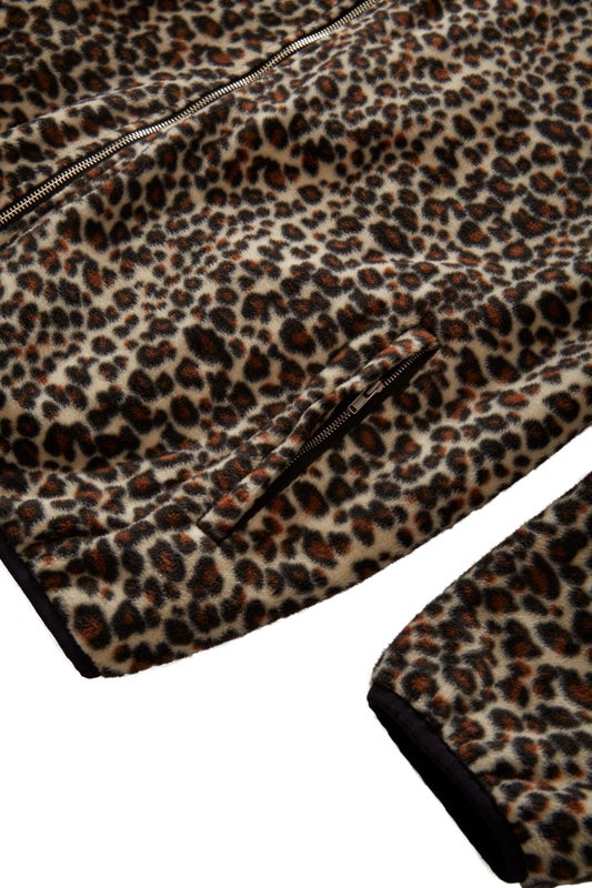 Grand Reversible Leopard Fleece Jacket, black / leopard