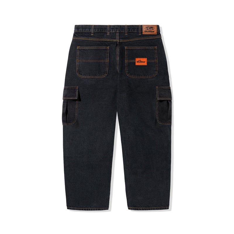 Butter Santosuosso Cargo Denim Jeans, washed black
