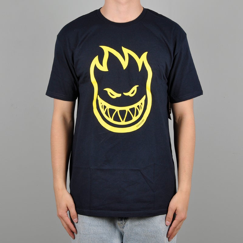 Spitfire Big Head Tee, navy / yellow