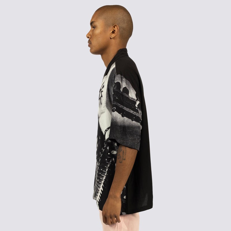 Pleasures X Sonic Youth Star Camp Collar Shirt, black