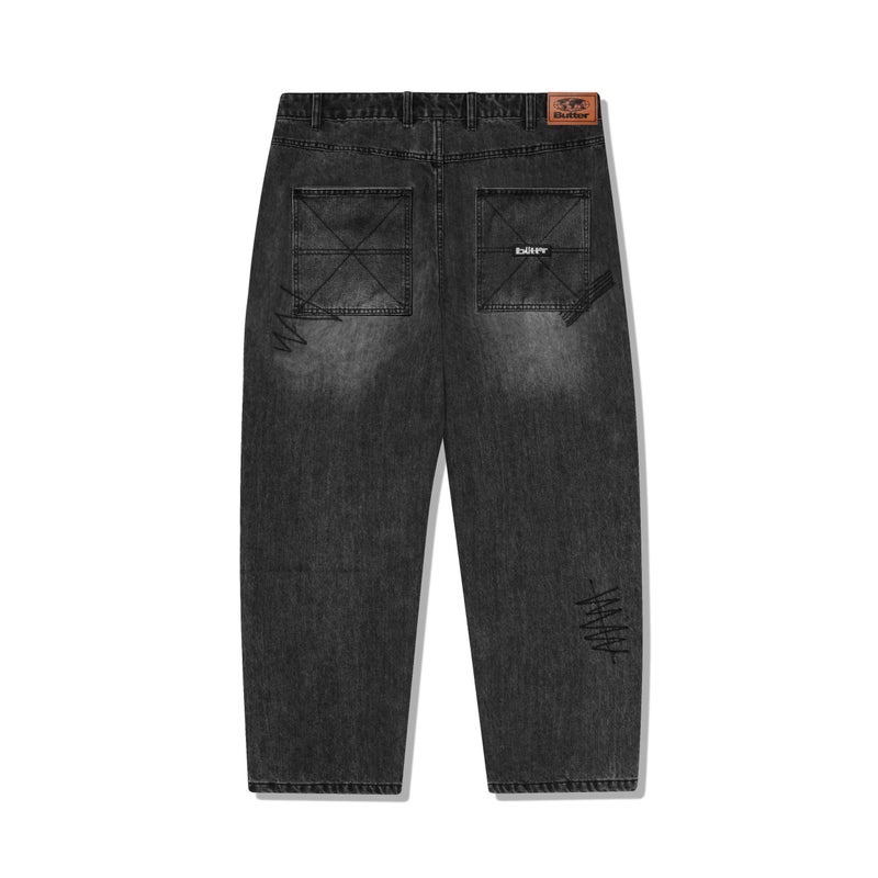 Butter Stitch Denim Jeans, distressed grey